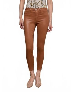 L'Agence Margot High Rise Coated Skinny Pants - Brown