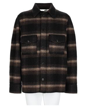 Isabel Marant Plaid Structured Collar Wool-Blend Jacket - Black