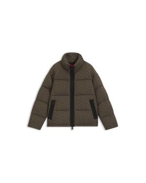 HUGO Puffer Jacket With Cable-Knit Structure - Brown