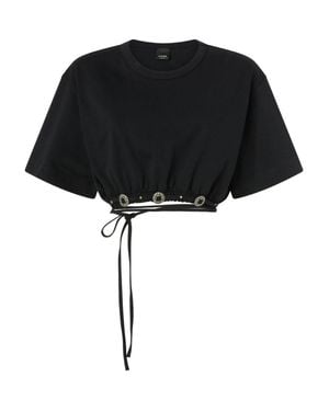 Pinko Cropped Tie Detail Top - Black