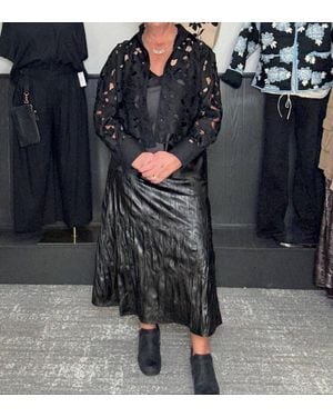 Thml Long Leather-Look Textured Skirt - Blue