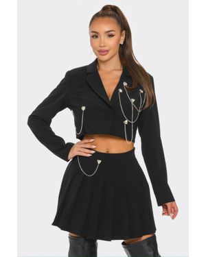 Fashnzfab Pleated Skirt Set - Black