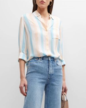 Rails Josephine Striped Button-Front Shirt - Blue