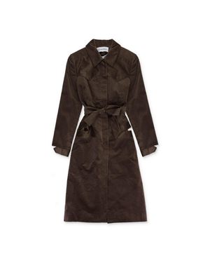 Situationist Velour Cotton Trench Coat - Brown