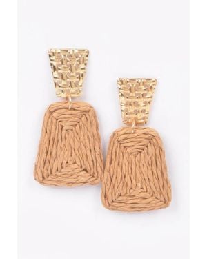 Fashnzfab Faux Straw Dangling Earring - Metallic