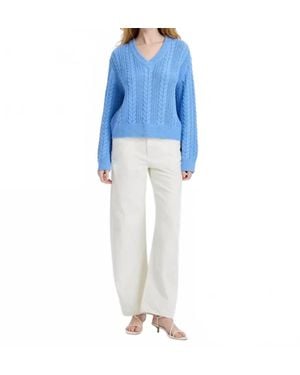 French Connection Ryland Knit Stripe Pullover Sweater - Blue