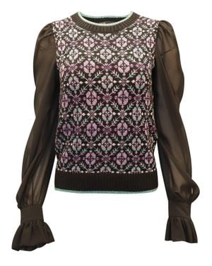 Maje Maely Geo-Print Sweater - Black