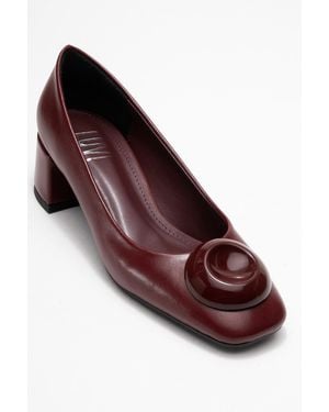 Prologue Shoes Mila Buckle Square Toe Block Heel Pump - Red