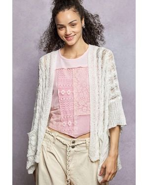 Pol Open Front Sweater Cardigan - White