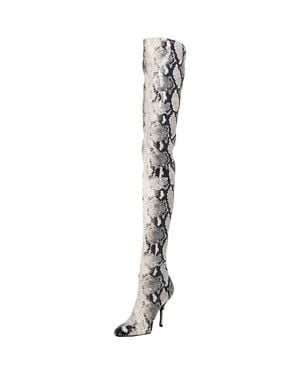 Stuart Weitzman Shiloh Snake Made Thigh-High Boots - Metallic