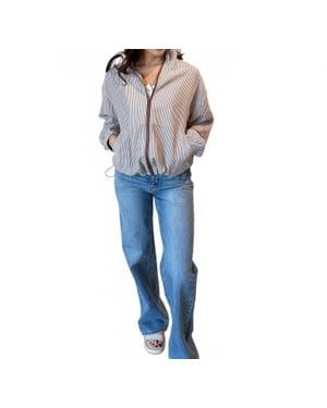 Buttermelon Mel Collared Zip Front Drawstring Jacket - Blue