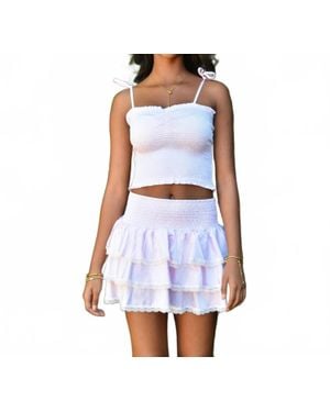 Theme Girls Gemma Gingham Hearts Satin Mini Skirt - White