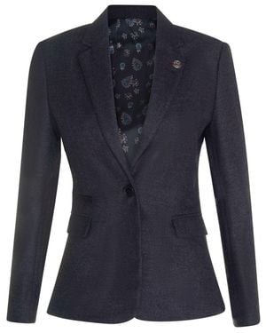 Oliver Tweed Tweed Herringbone Wool 1920S Blazer - Blue