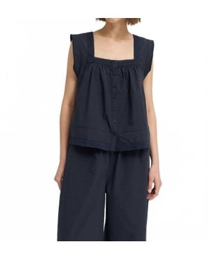 GRADE & GATHER Eyelet Trim Detailed Sleeveless Top - Blue