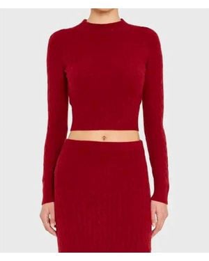 Amanda Uprichard Isla Cable Knit Top - Red