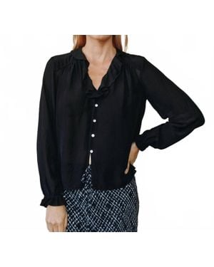 Bella Dahl Raglan Ruffle Blouse - Black