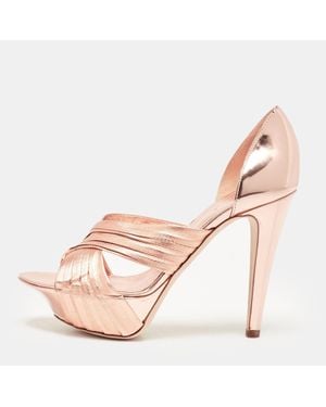 Sergio Rossi Rose Leather D'Orsay Pumps - Pink