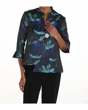 FRANK LYMAN Floral Woven Jacket - Blue