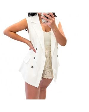 Lalavon She Means Business Collard Vest - White
