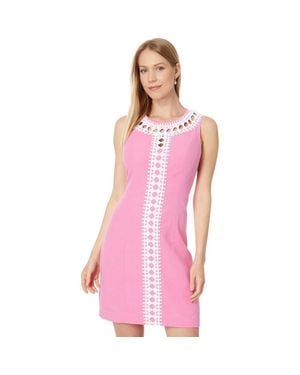Lilly Pulitzer Mila Shift Dress Confetti Cotton Scoop Neck Frog353 - Pink