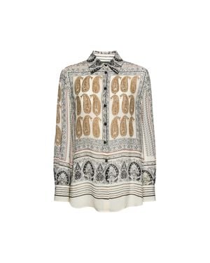 Elena Miro Paisley Print Viscose Twill Shirt - White