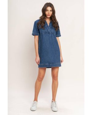 TRUEDAMES Canvas Denim Mini Dress - Blue