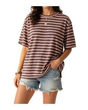 Umgee Oversized Relaxed Fit Stripe Top - Brown