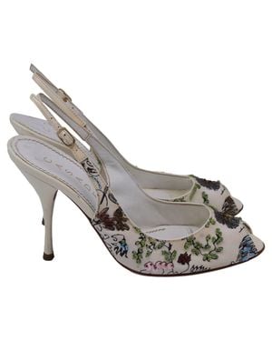 Casadei Embellished Slingback Peep-Toe Pumps - Gray