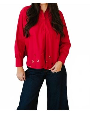 Caryn Lawn Abby Swing Sequin Top - Red