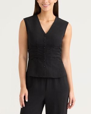 Ellen Tracy Sleeveless Gathered Top - Black
