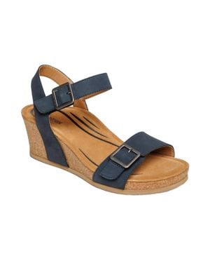 Aetrex Lexa Quarter Strap Wedge - Blue