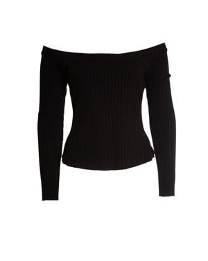 The Range Off Shoulder Rib Top - Black