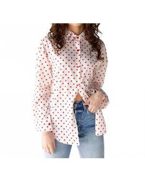 Grace + Emma Cherry Crush Polka Dot Button Up - Red