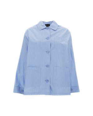 Irie Light Striped Jacket With Classic Collar - Blue