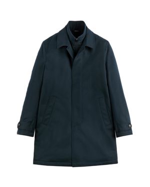 Fay Tailored Classic Collar Concealed Coat - Blue