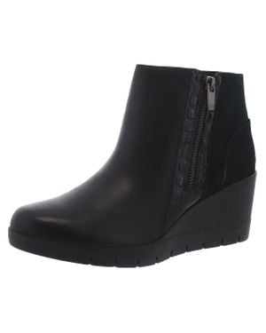 Clarks Madera Lo 2 Mixed Media Double Zipper Ankle Boots - Black
