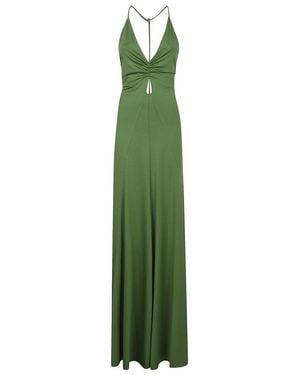 Victoria Beckham V-Neck Ruched Cami Gown - Green