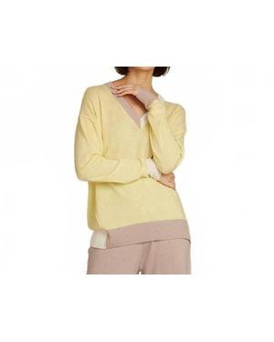 Autumn Cashmere Color Block V Sweater - Black