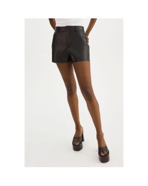 Lamarque Anika Leather High-Waisted Shorts - Black