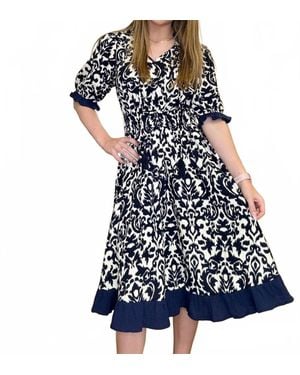 Voya Ruffle Detail Midi Dress - Blue