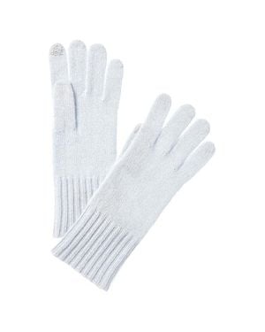 Hannah Rose Lurex Cashmere Gloves - White