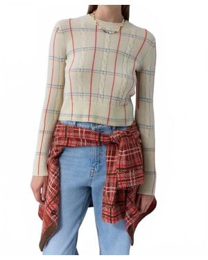 Guest In Residence Shrunken Check Crew Sweater - White