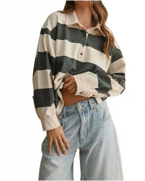 Miou Muse Long Sleeve Wide Panel Knitted Shirt - Gray