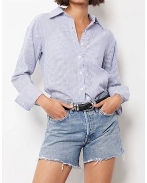 Bobi Drop Shoulder Button Down Tunic - Blue
