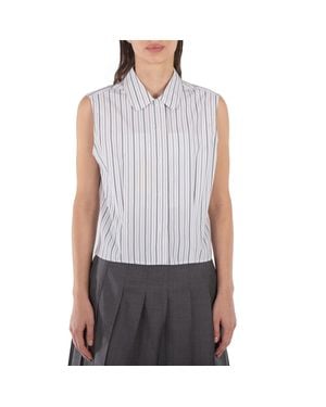 Thom Browne Striped Cotton-Poplin Sleeveless Shirt - Blue