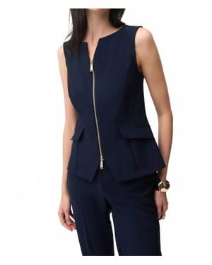 Joseph Ribkoff Fitted Sleeveless Front Zipper Vest - Blue