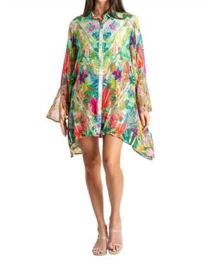 La Moda Clothing Island Girl Button Front Cover Up - Multicolor
