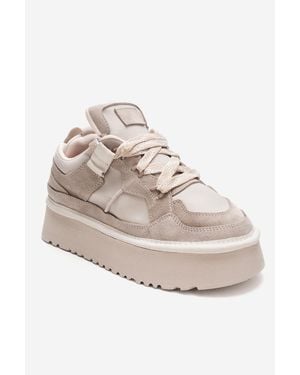 Forever & Always Shoes Riven Leather Platform Sneaker - Natural