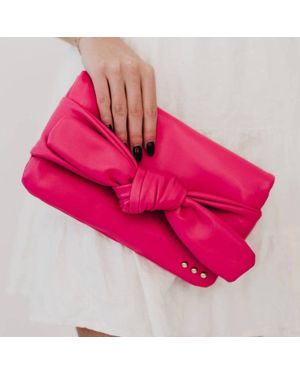 Pretty Simple Billie Bow Clutch Crossbody Bag - Pink