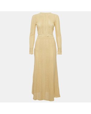 Sandro Cream Hollow Knit Cardigan And Skirt Set - Yellow